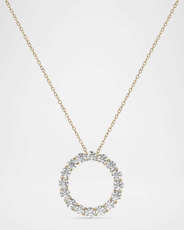 Round Lab Grown Diamond 18K Gold Pendant Necklace, 17"L, 3.00tcw
